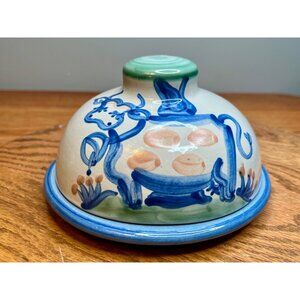 Large M.A. Hadley Pottery Cow Farm Domed Covered Cheese or Butter Dish Keeper